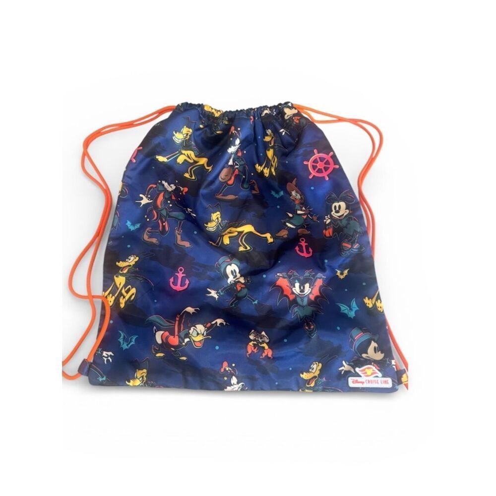 Disney cruise line Navy Halloween Character Drawstring Bag with Orange Cords